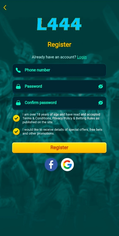 VK8 | VK8-APP.ORG Mobile App Registration Scree